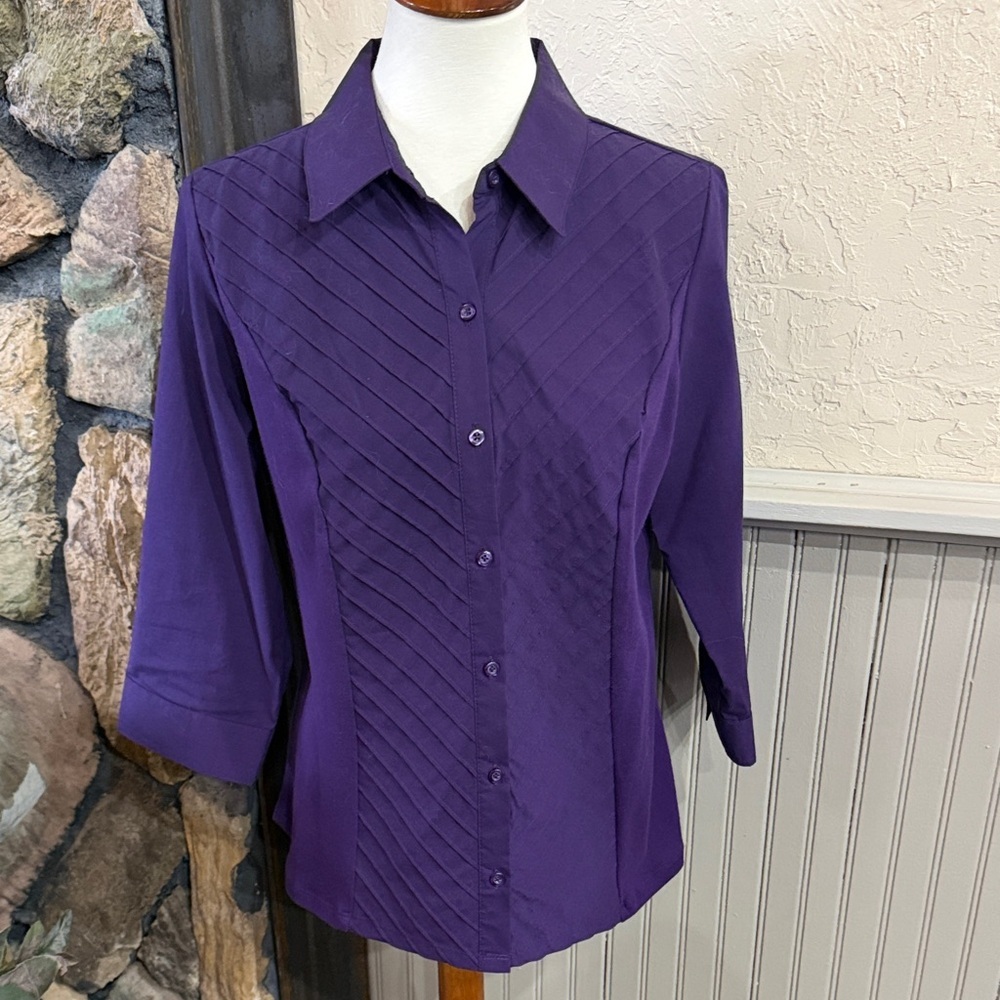 Christopher & Banks Deep Purple Button Down Shirt